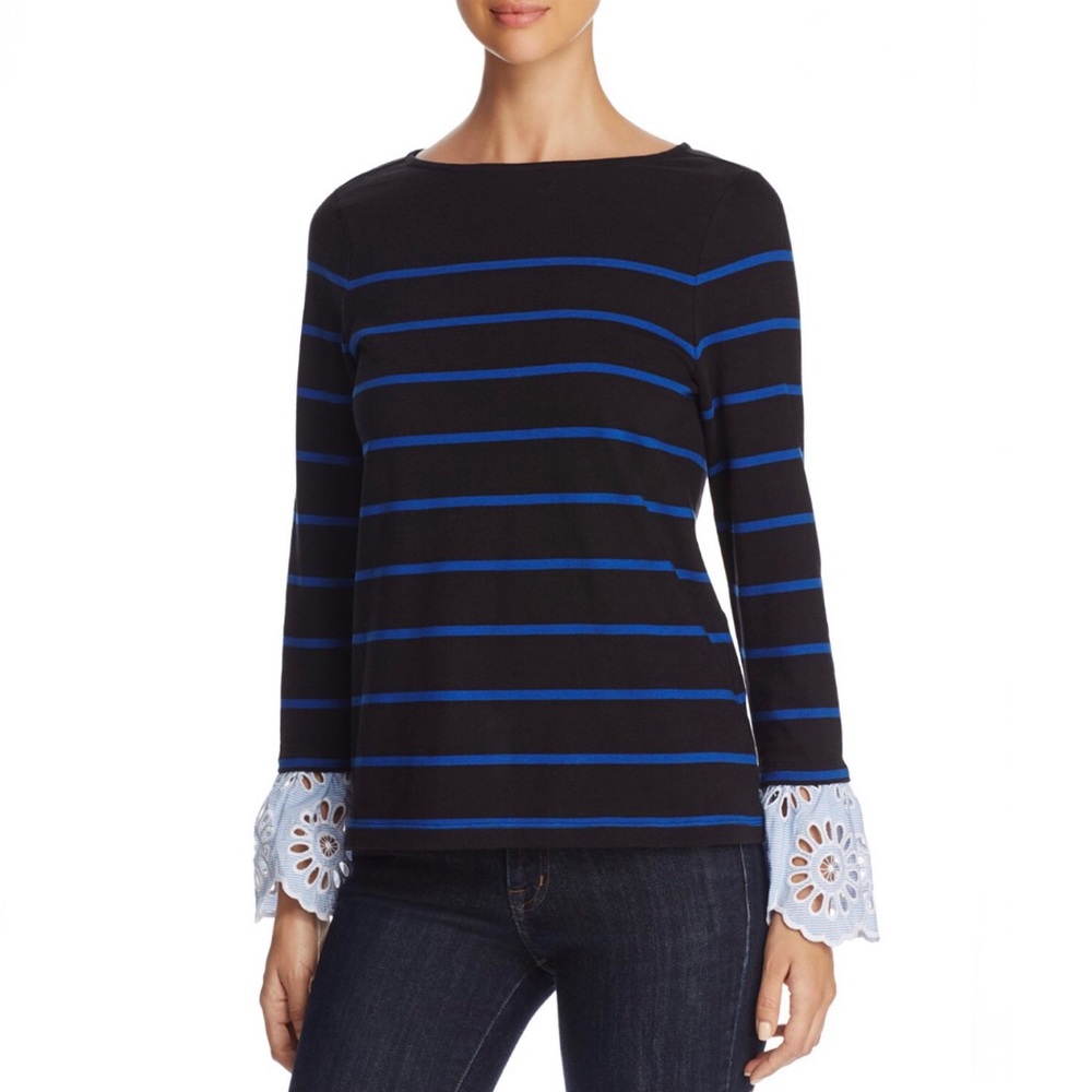 BeachLunchLounge striped lace cuff shirt, NWT